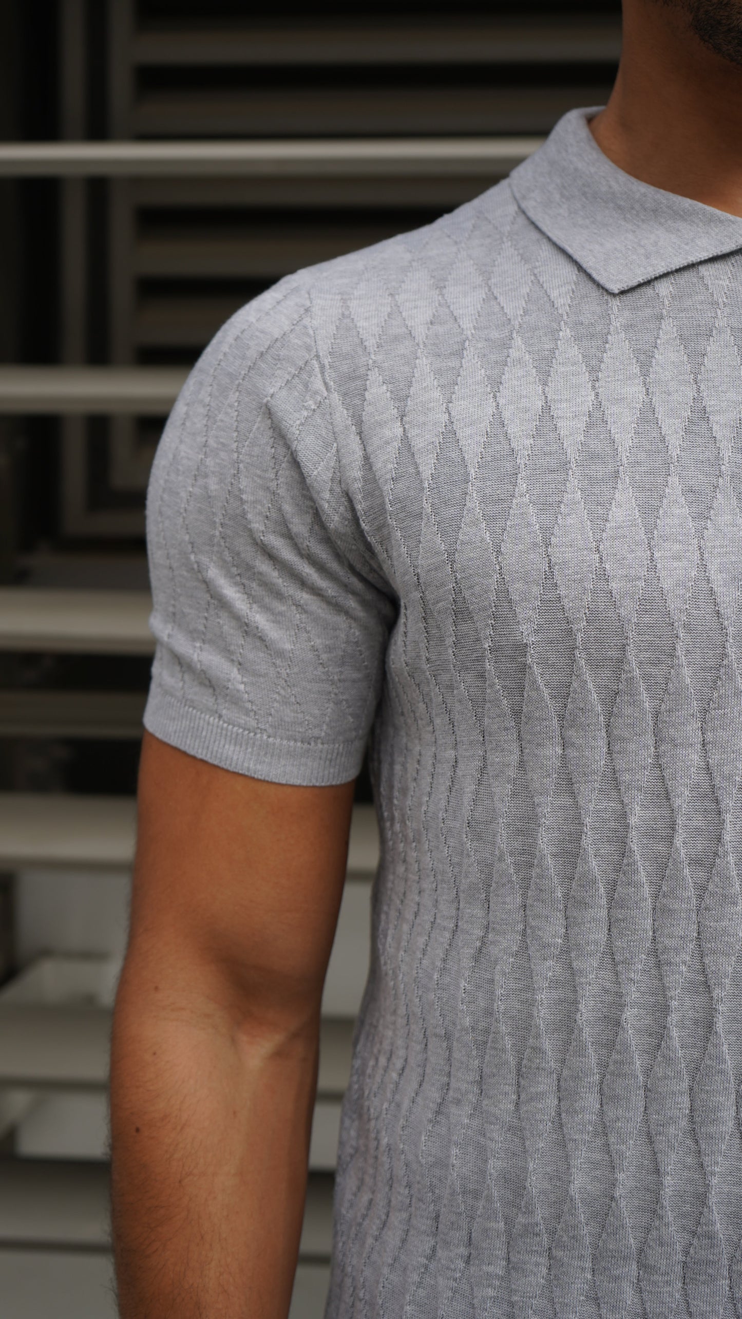 Capo Egyptian Cotton DIAMOND SS Zip Polo Shirt - Grey