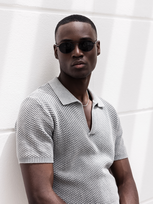 CAPO Oval Double Bridge Sunglasses - Black