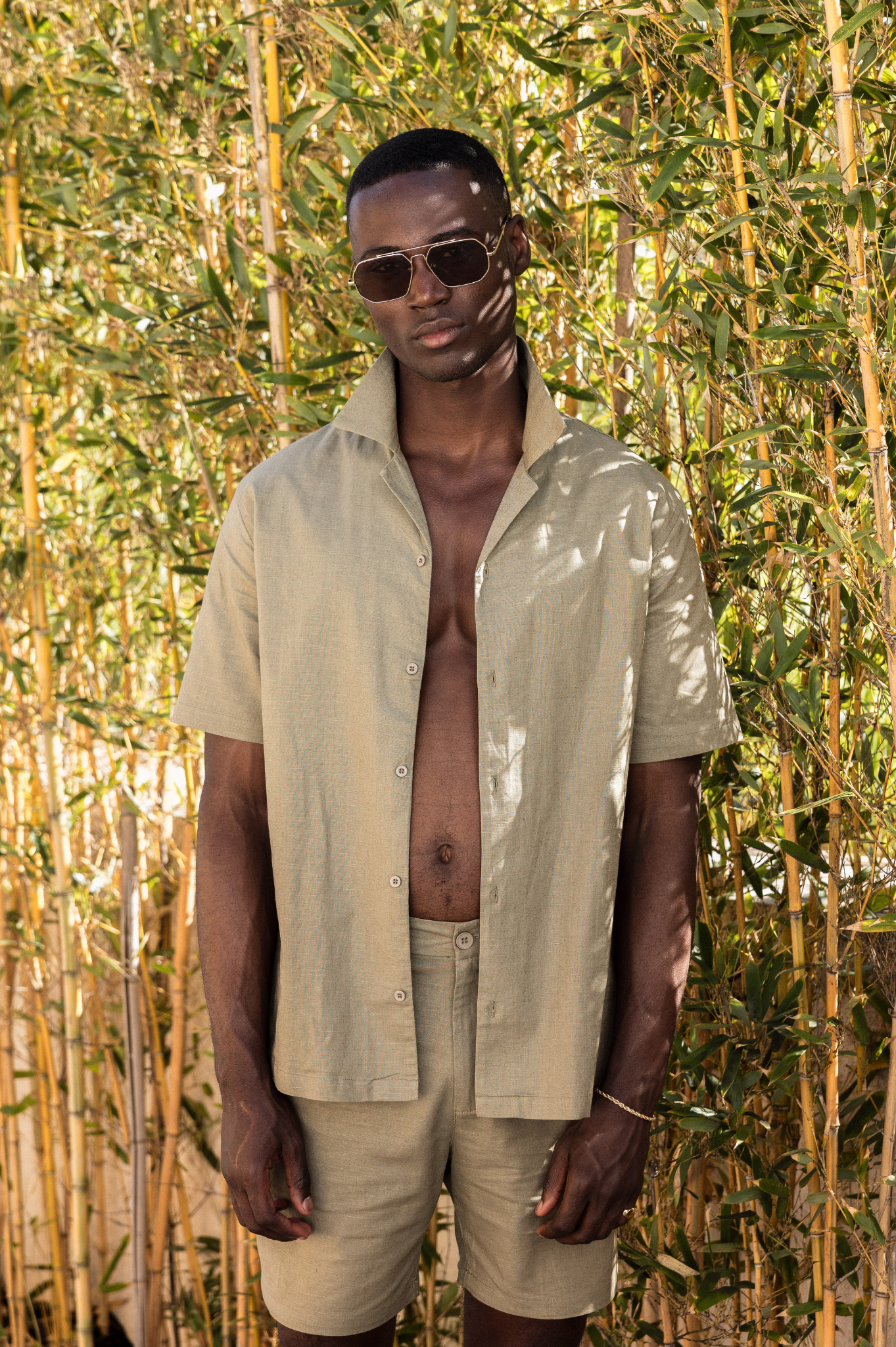 Capo LINEN SS Revere Shirt - Olive
