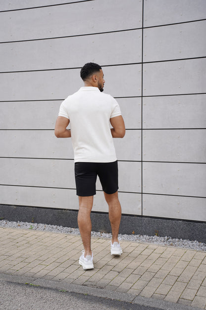 Capo Jersey Slub Cuban Polo Shirt - White