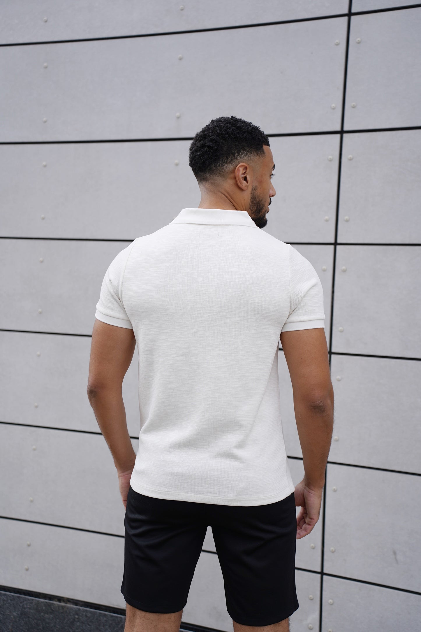 Capo Jersey Slub Cuban Polo Shirt - White