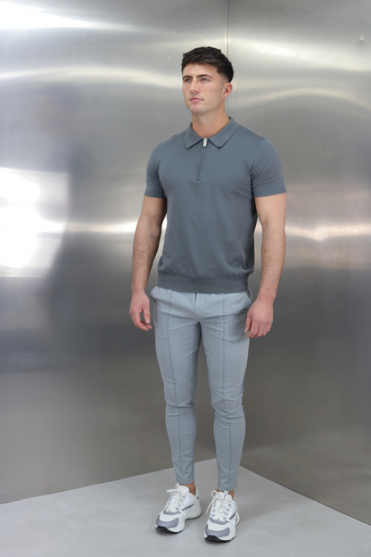 Capo Egyptian Cotton SS Zip Polo Shirt - Charcoal