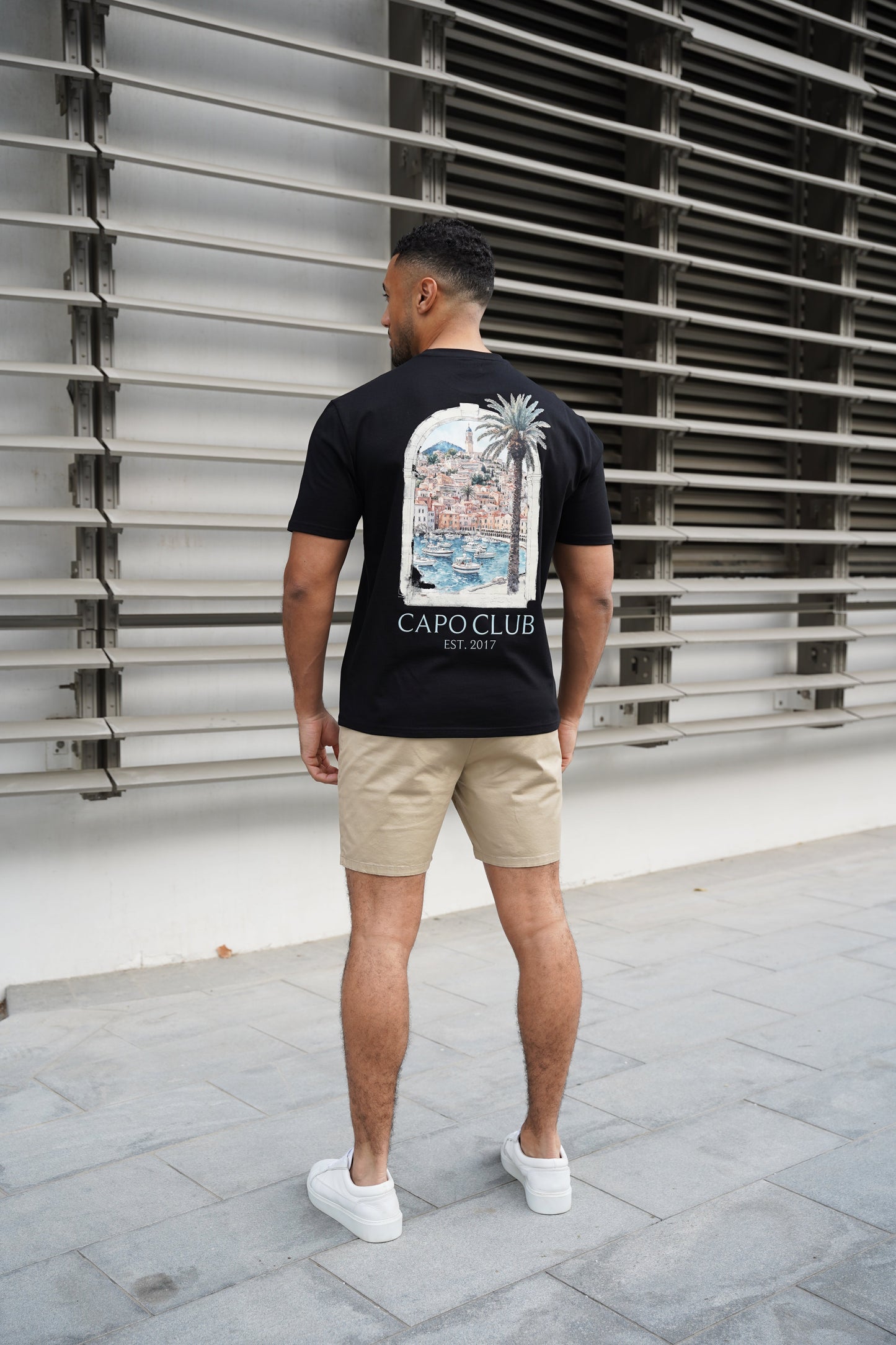 Capo Boat Scene Printed T-Shirt - Black