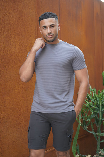 Capo Mercerised Ribbed T-Shirt - Charcoal