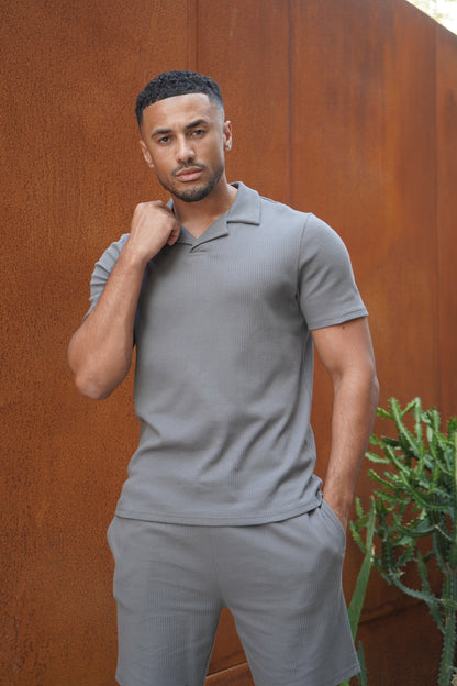 Capo Pleated Polo Shirt - Charcoal