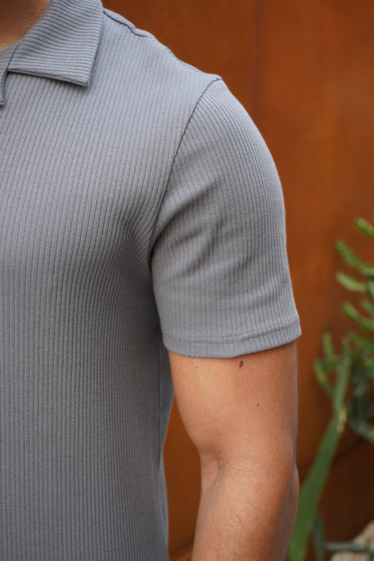 Capo Pleated Polo Shirt - Charcoal