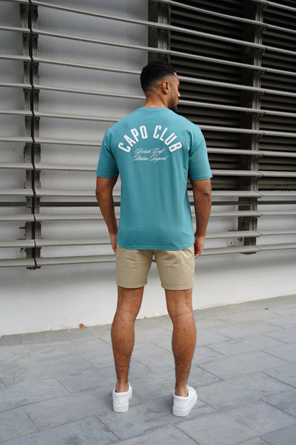 Capo Club Script T-Shirt - Oil Blue/White