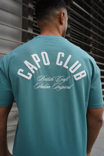 Capo Club Script T-Shirt - Oil Blue/White