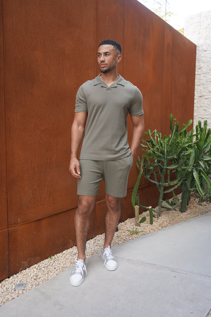 Capo Pleated Polo Shirt - Olive