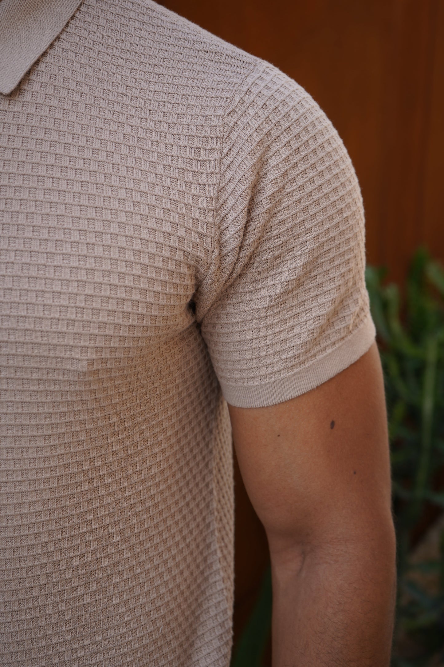 Capo Micro Square Zip Polo Shirt - Taupe
