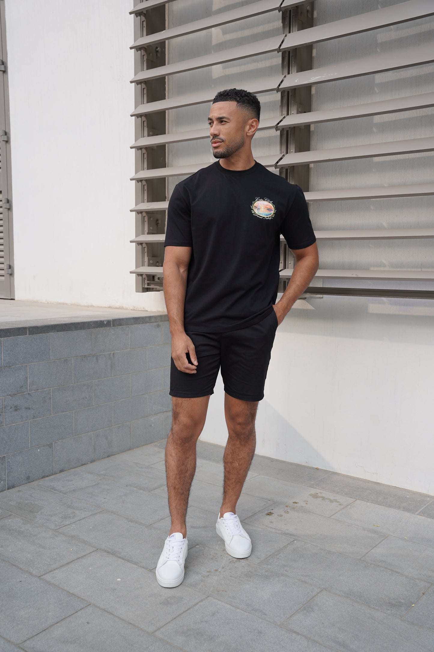 Capo Sunset Sailing Printed T-Shirt - Black