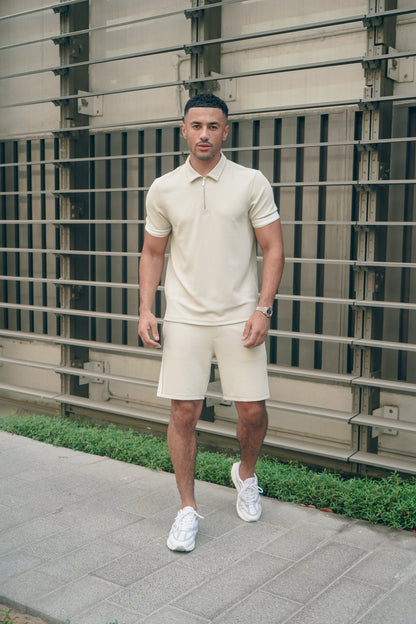 Capo Textured Tape Shorts - Light Beige