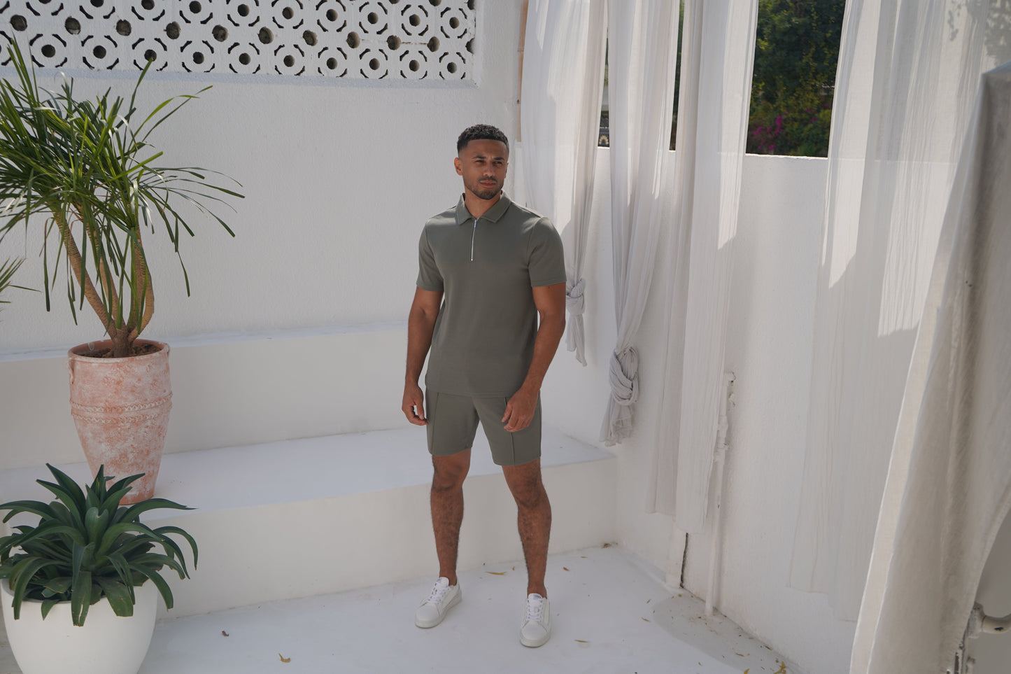 Capo Textured Shorts - Light Olive