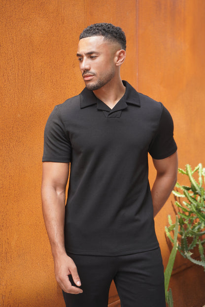 Capo Aztec Revere Polo Shirt - Black