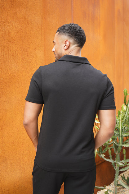 Capo Aztec Revere Polo Shirt - Black