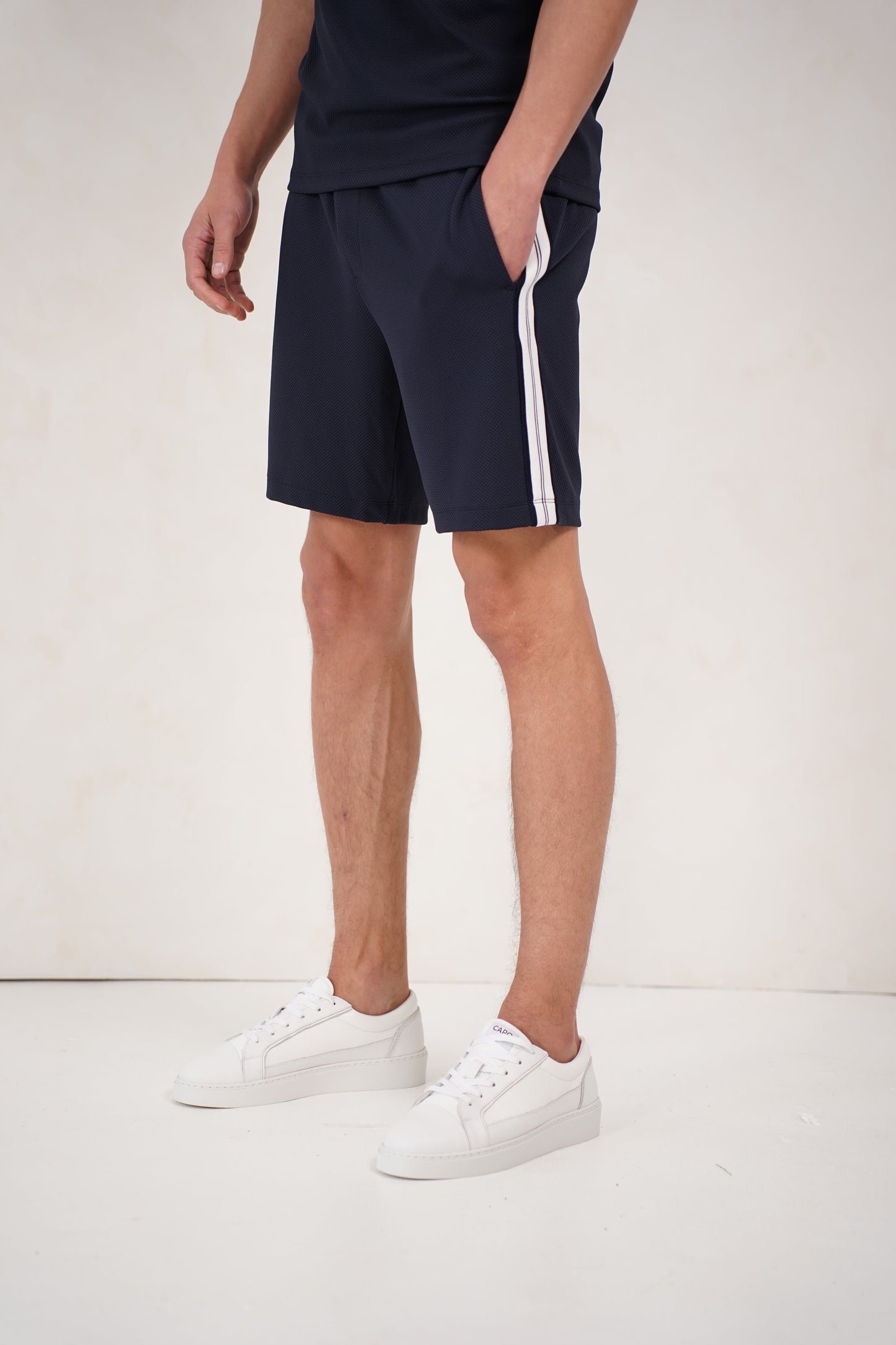 Capo Textured Tape Shorts - Navy