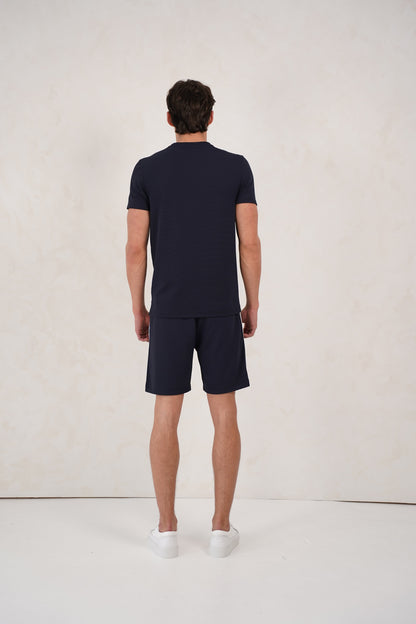 Capo Textured Tape Shorts - Navy