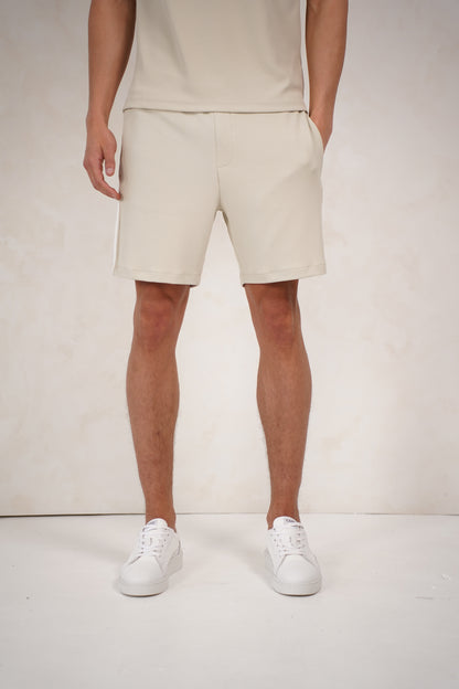 Capo Textured Tape Shorts - Light Beige