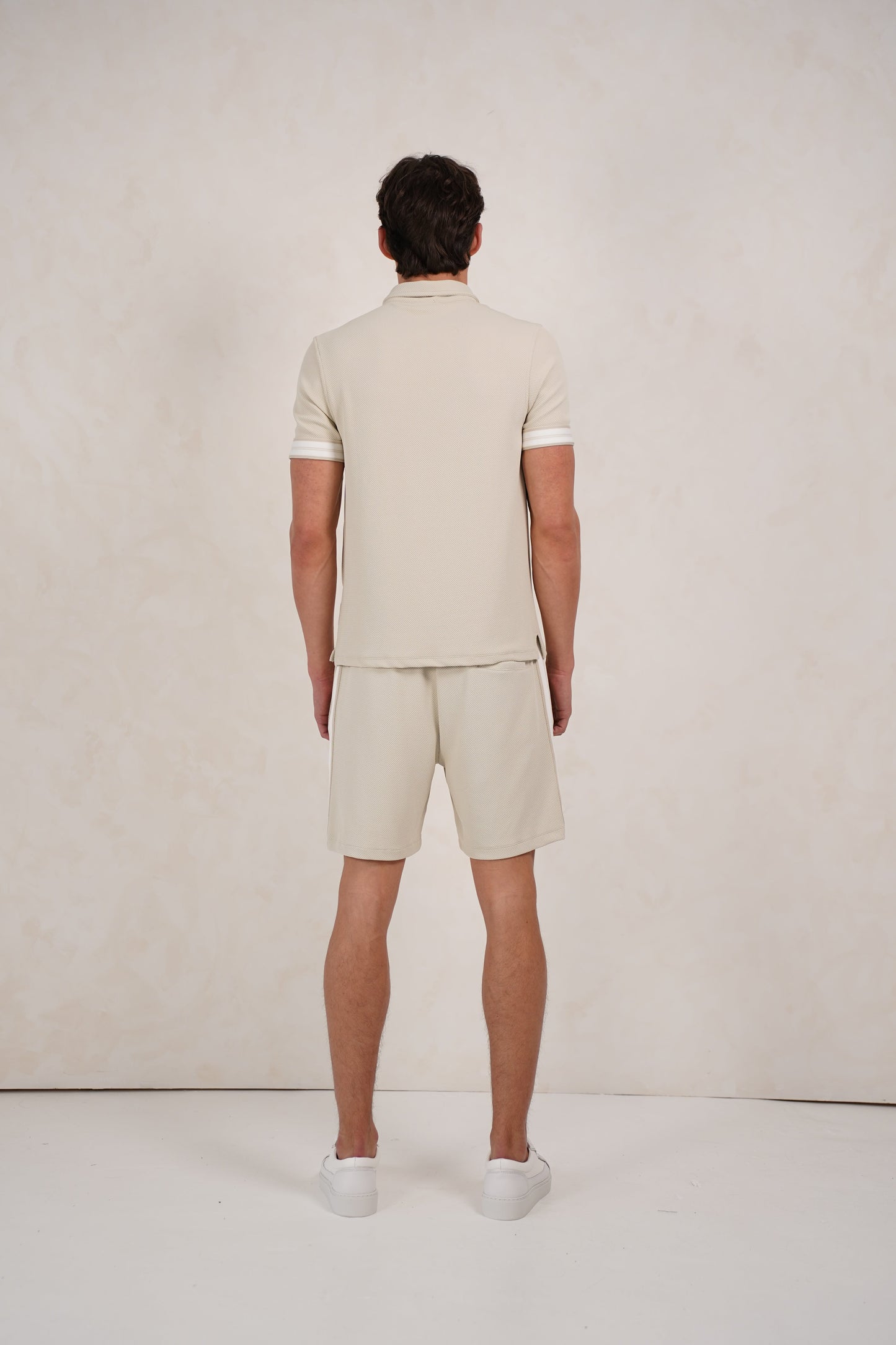 Capo Textured Tape Shorts - Light Beige