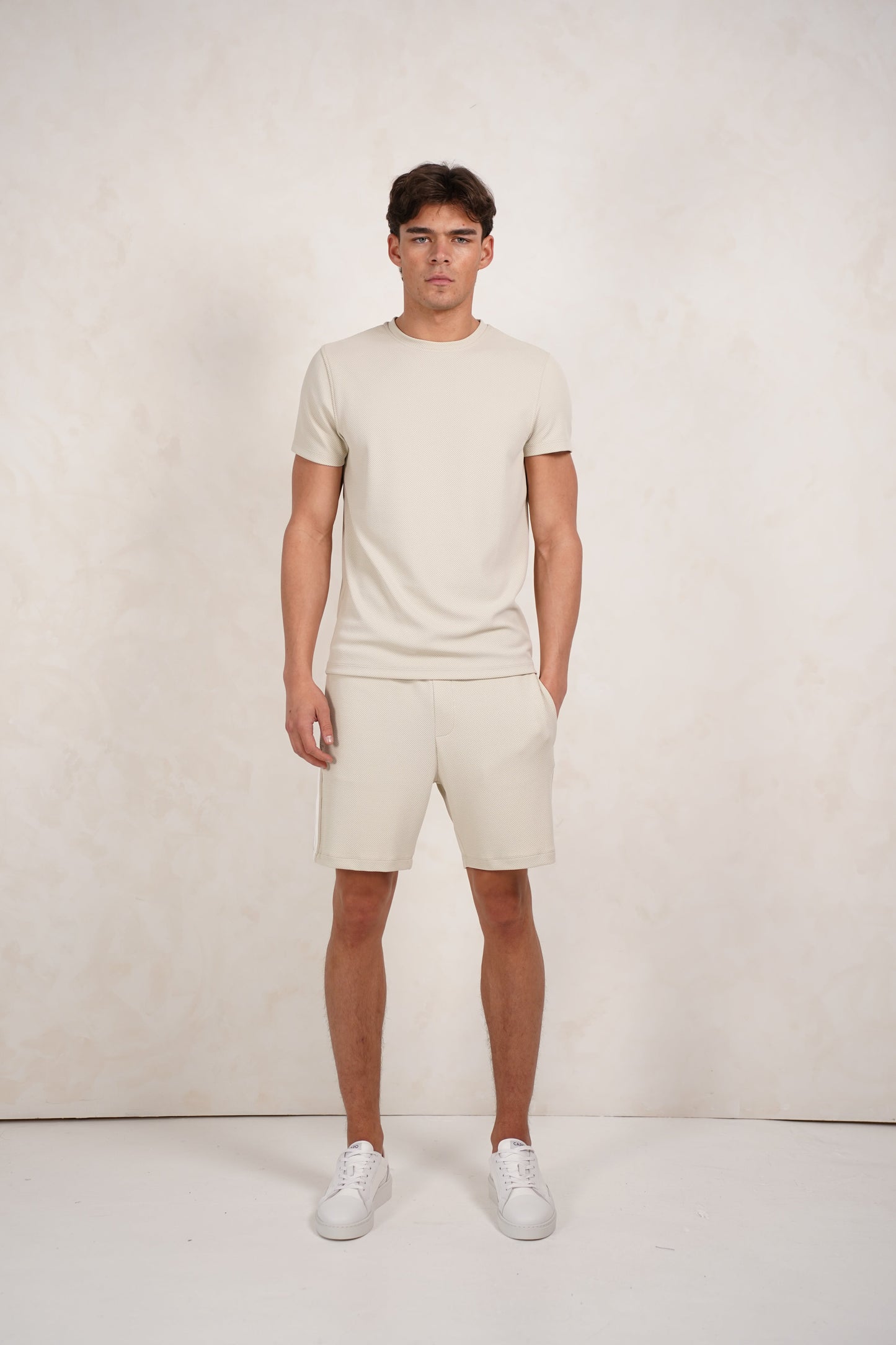 Capo Textured T-Shirt - Light Beige