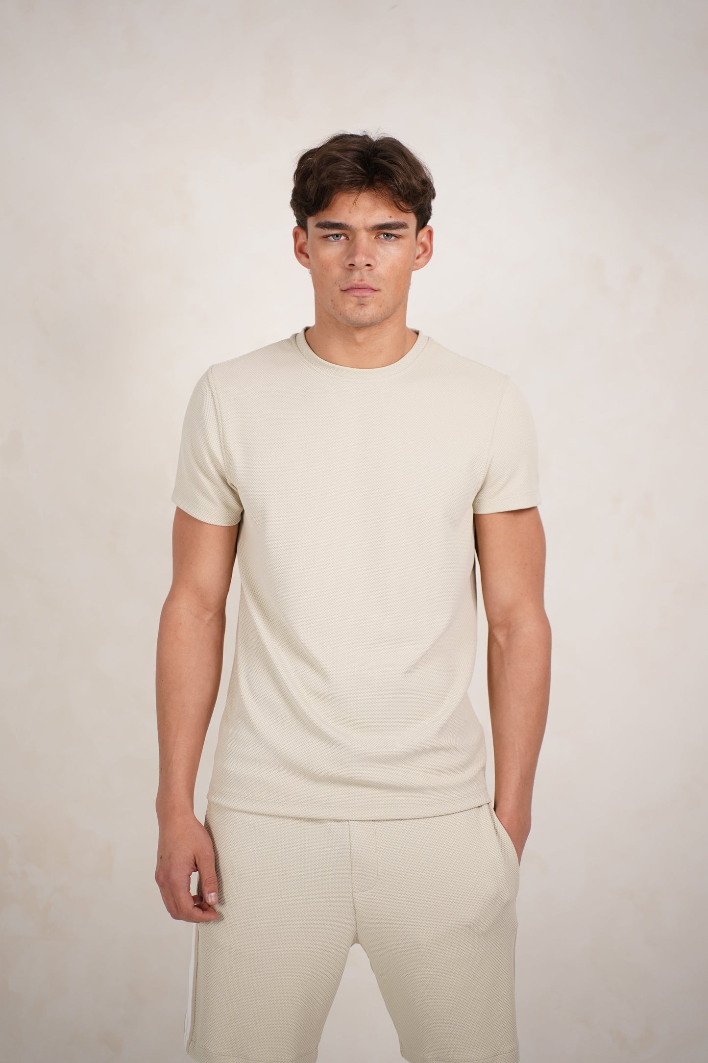 Capo Textured T-Shirt - Light Beige