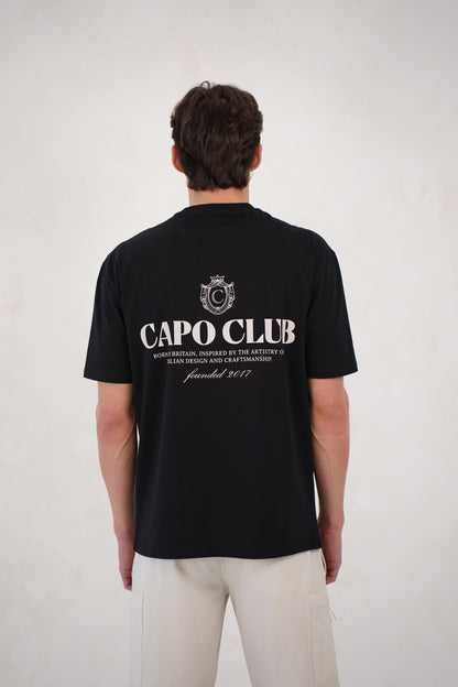 Capo Club Craftsman Crest T-Shirt - Black/Porpoise