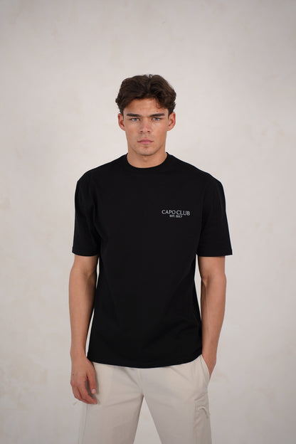 Capo Boat Scene Printed T-Shirt - Black