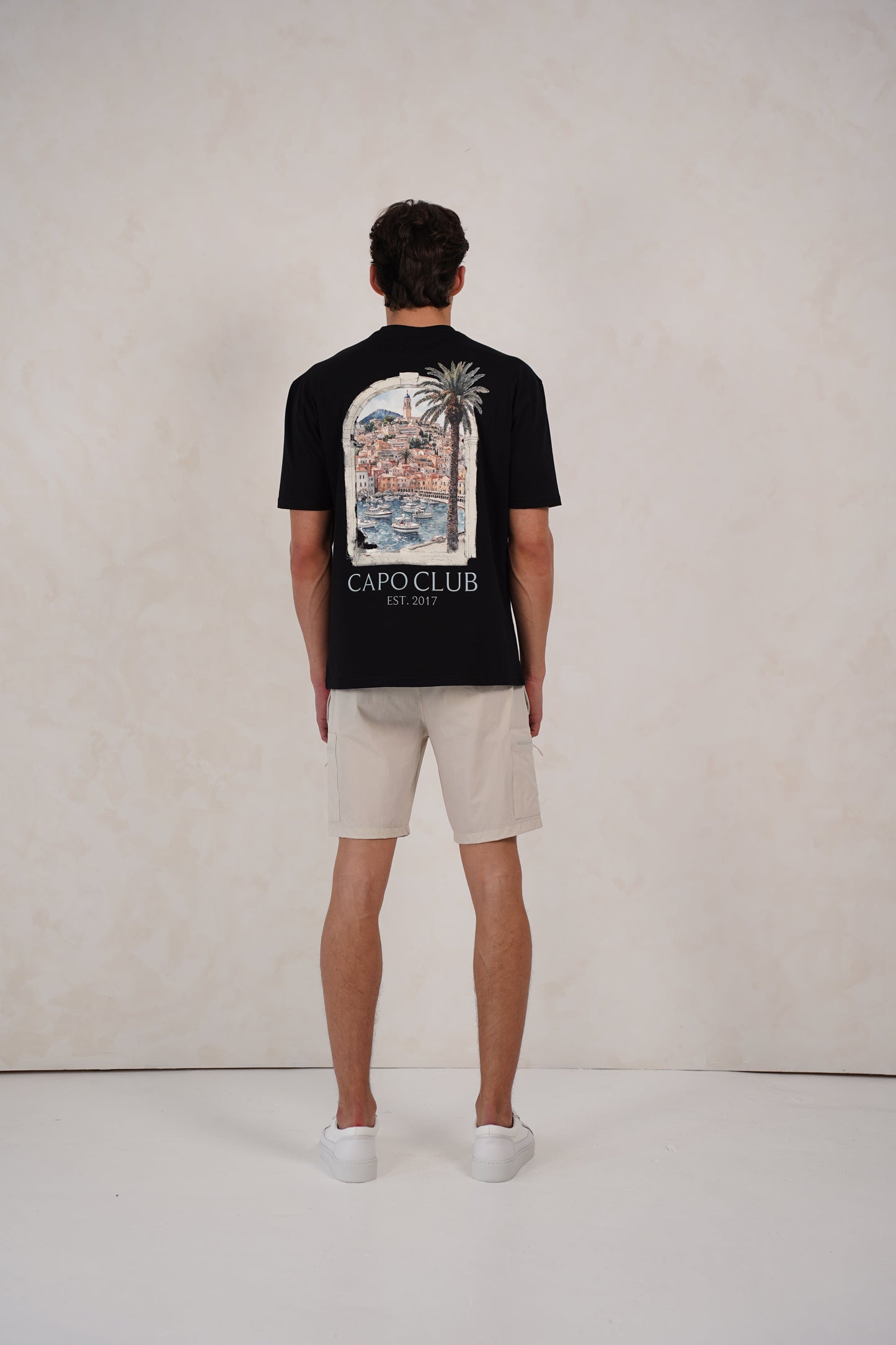 Capo Boat Scene Printed T-Shirt - Black