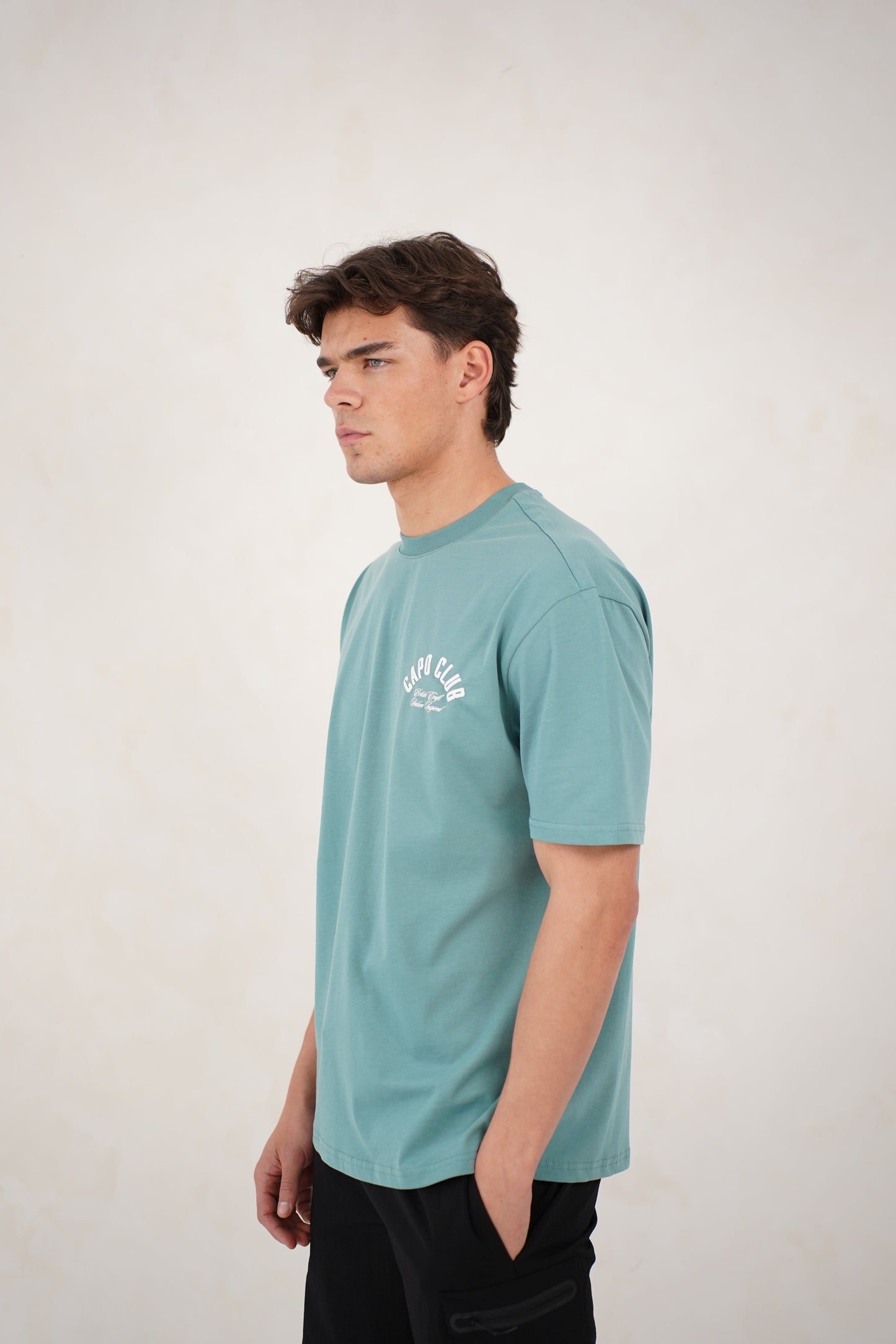 Capo Club Script T-Shirt - Oil Blue/White