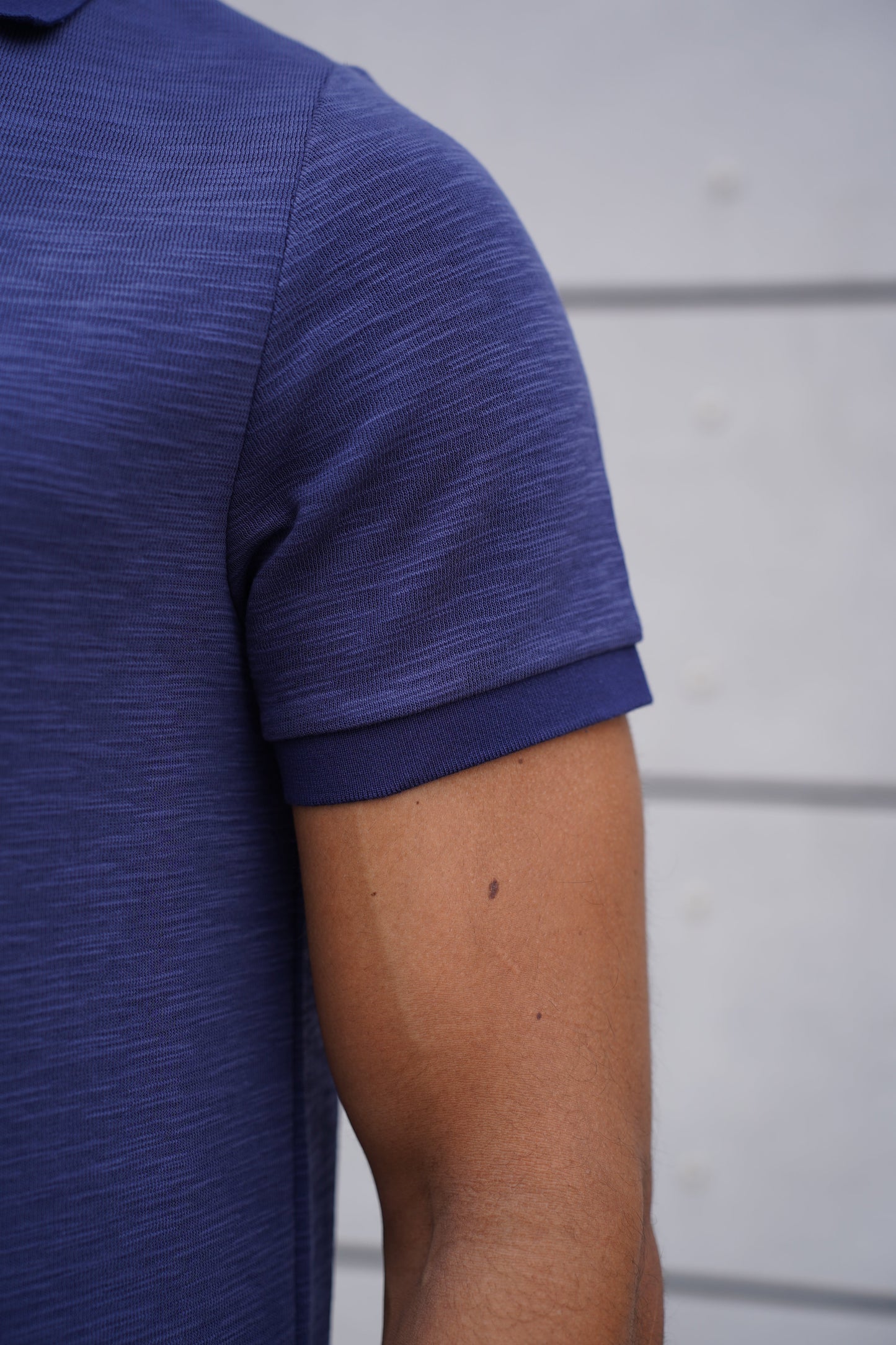 Capo Jersey Slub Cuban Polo Shirt - Navy