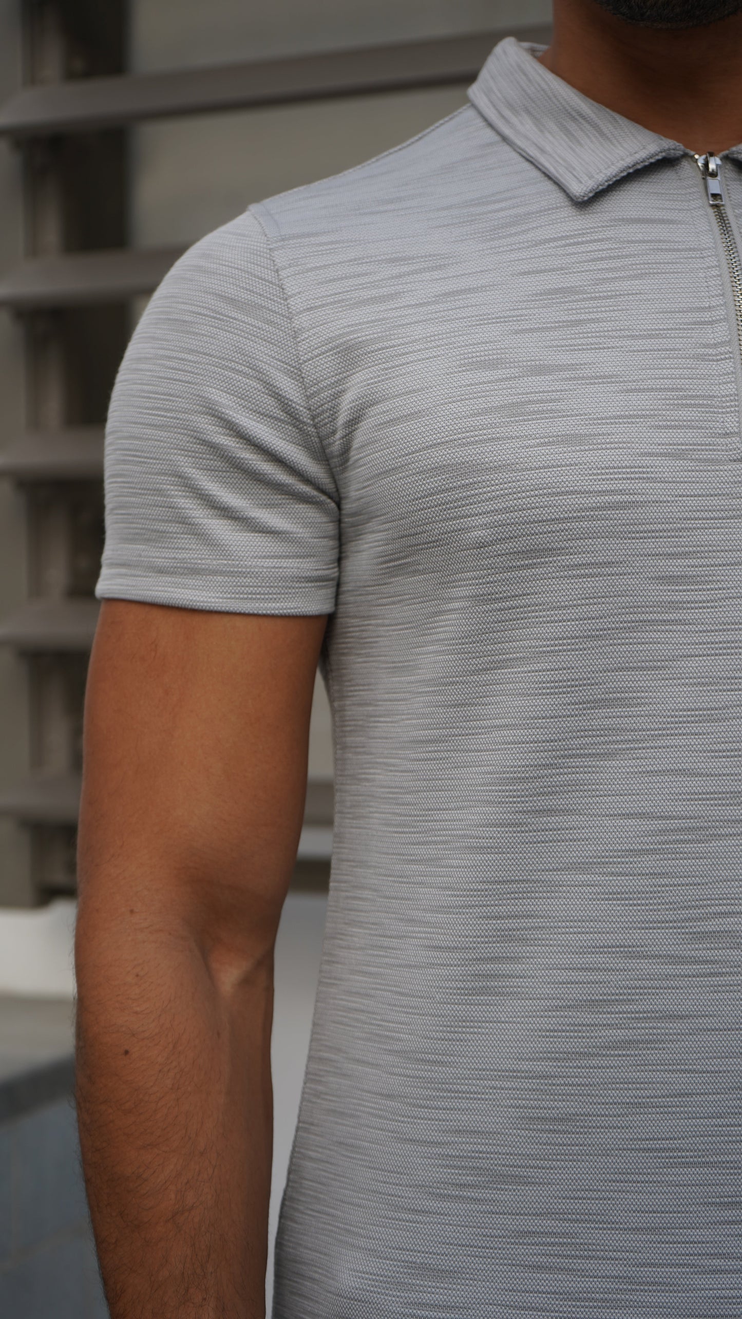 Capo INTERLOCK SLUB Zip SS Polo - Grey