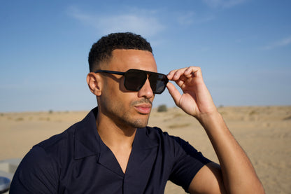 Capo Single Bridge Aviator Sunglasses - Black