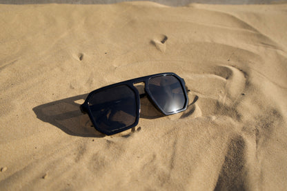 Capo Single Bridge Aviator Sunglasses - Black