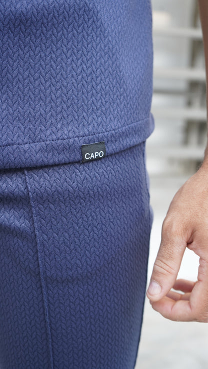 Capo TEXTURED BEAD SS Revere Shirt - Navy