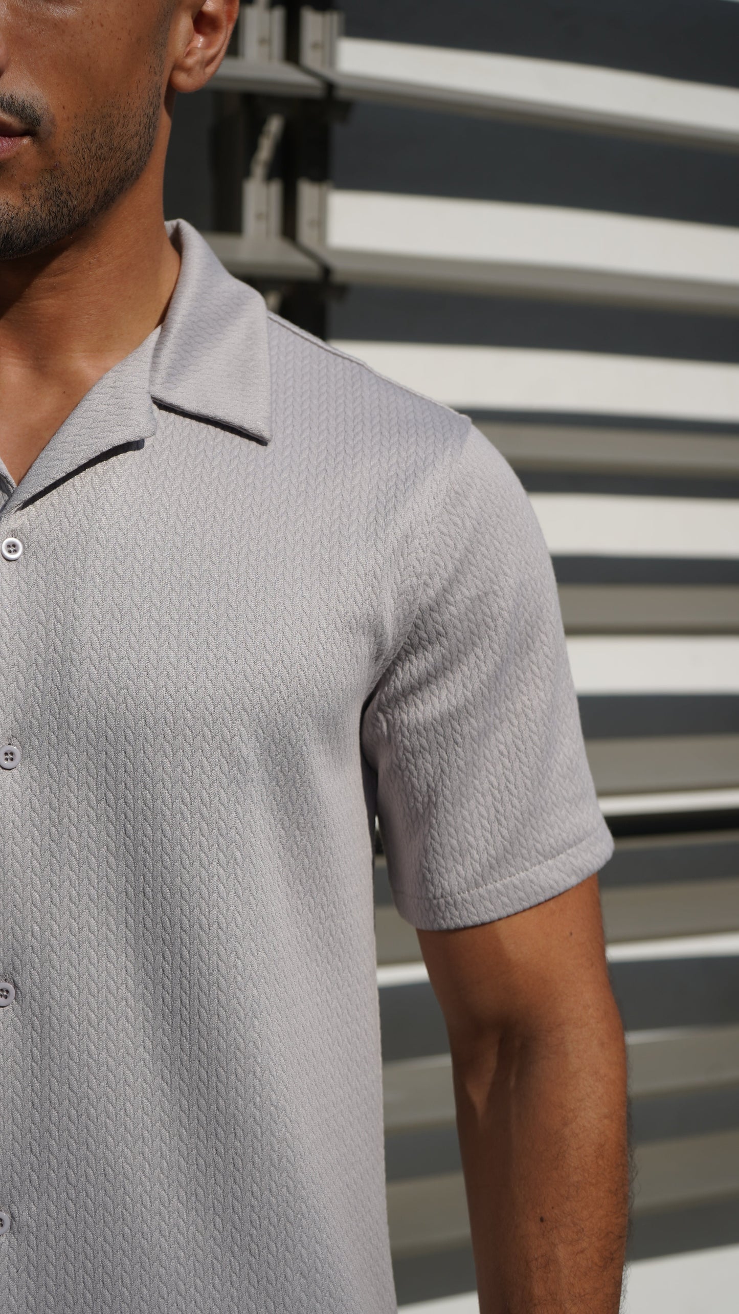 Capo TEXTURED BEAD SS Revere Shirt - Grey