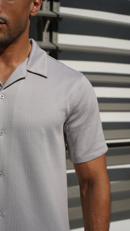 Capo TEXTURED BEAD SS Revere Shirt - Grey