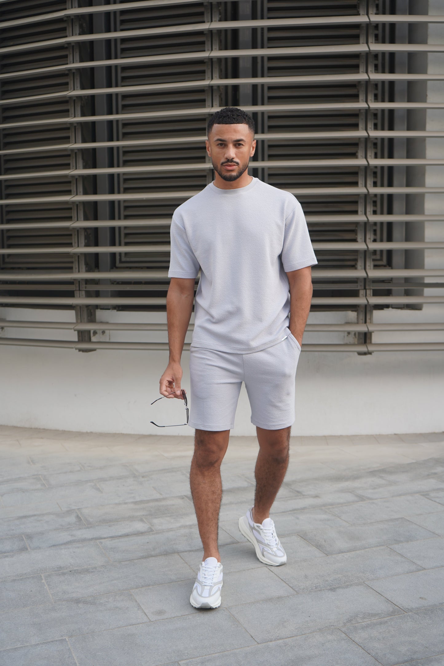 Capo Textured Co-ord T-Shirt - Slate Blue