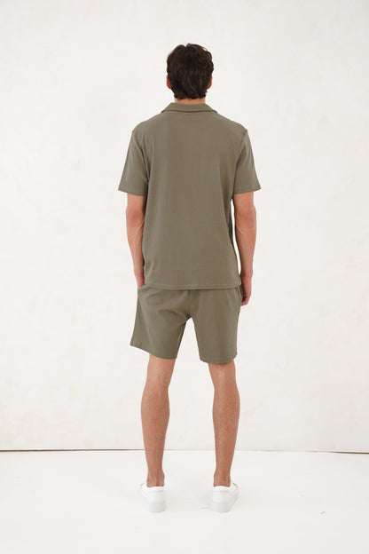Capo Pleated Polo Shirt - Olive