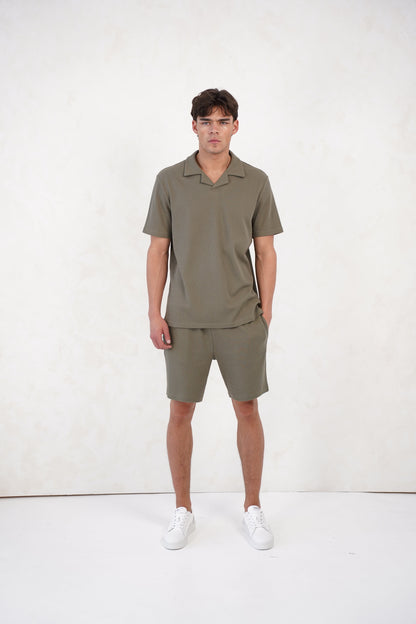 Capo Pleated Polo Shirt - Olive