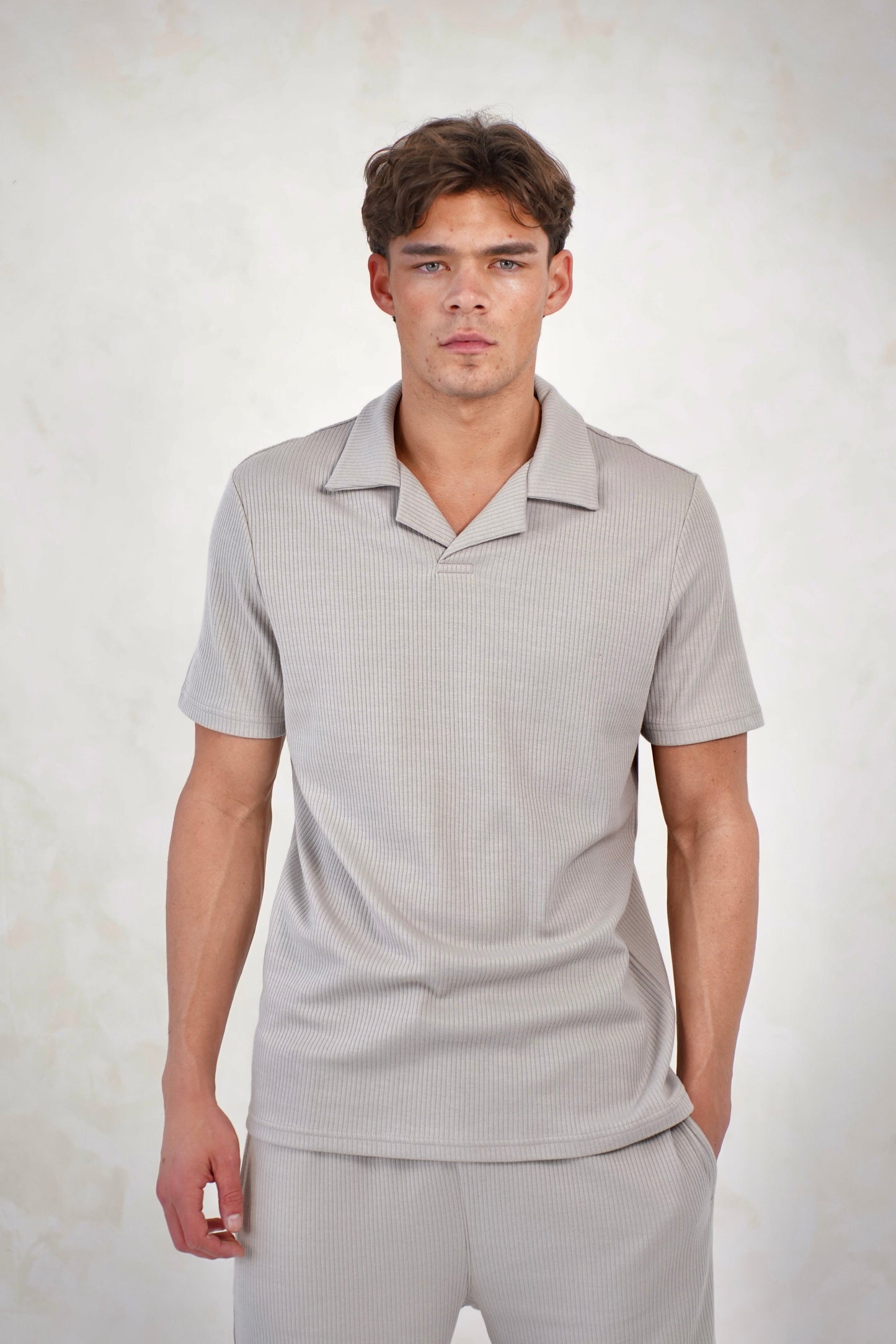 Capo Pleated Polo Shirt - Light Grey
