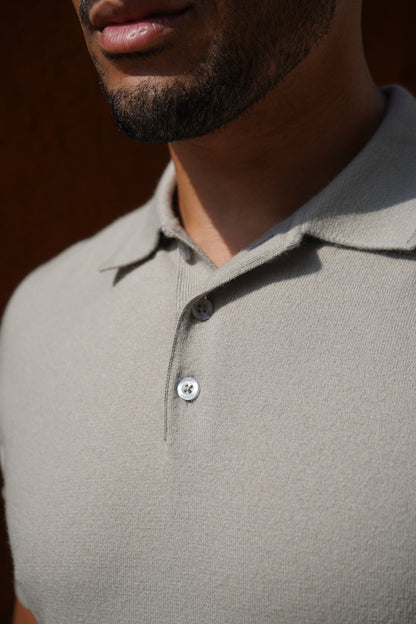 Capo Button Up SS Polo Shirt - Muted Grey