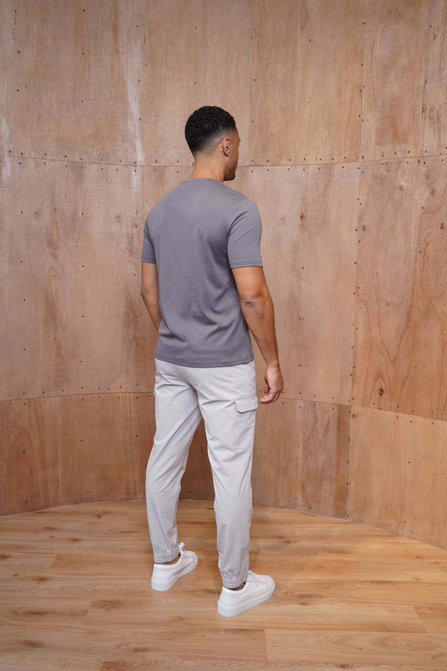 Capo Mercerised Stripe Colour Block T-Shirt - Charcoal