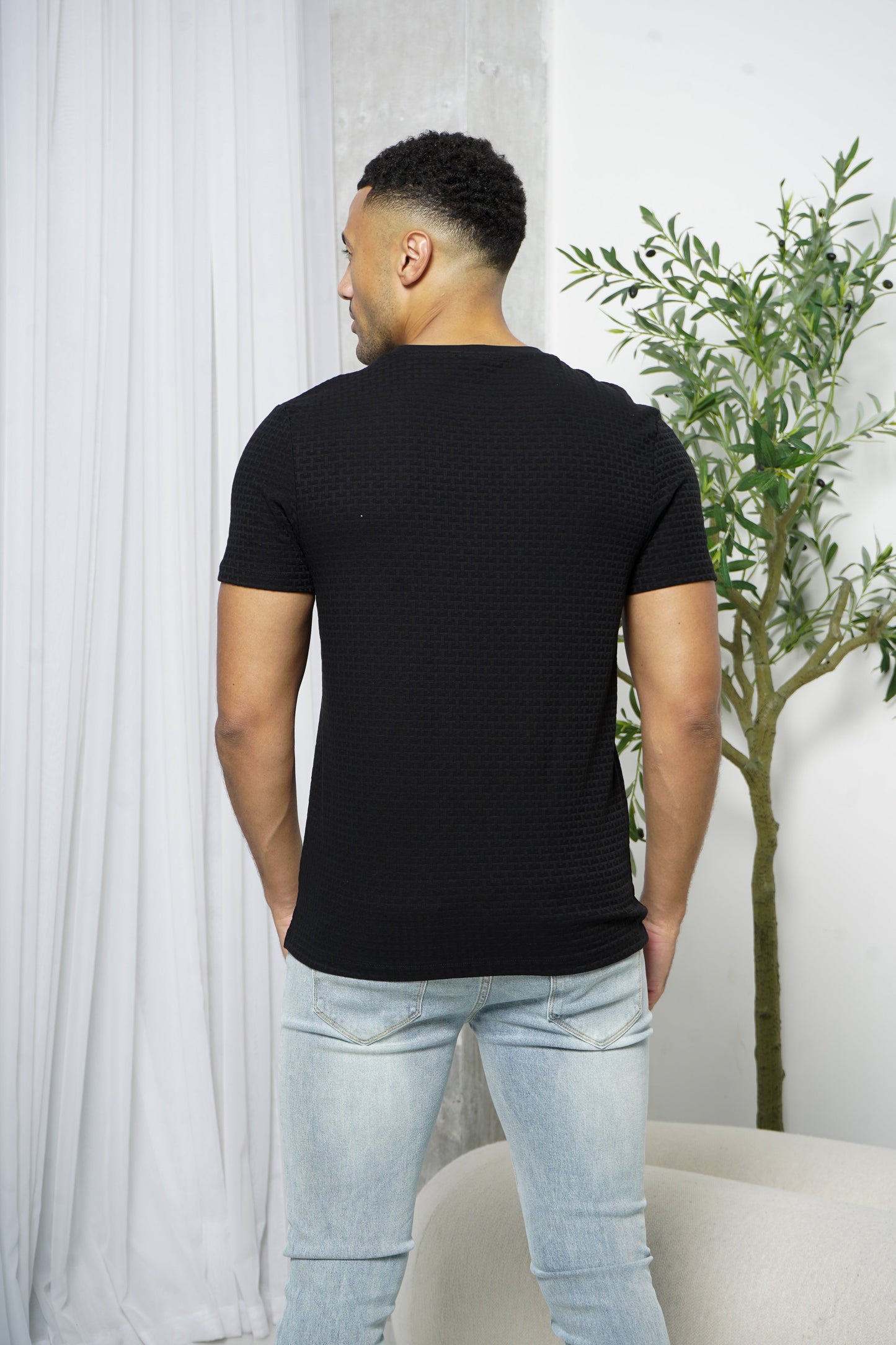 Capo Basket Weave T-Shirt - Black